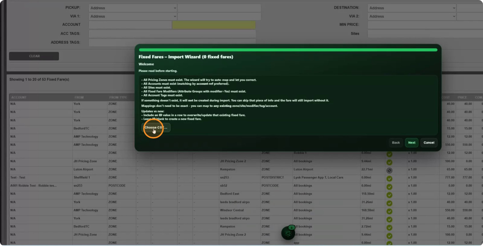 The file selected